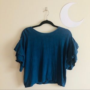 🌙 Style Envy Denim Ruffle Sleeve Tank